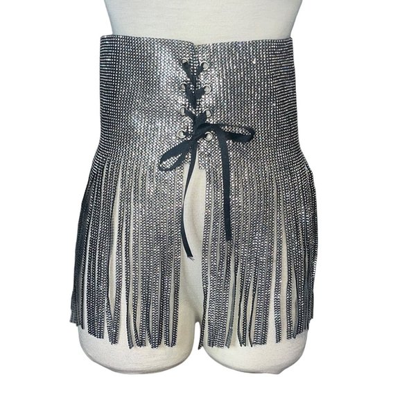 Amber Sceats x Revolve Lace Up Fringe Belt in Silver One Size New Womens main image 6